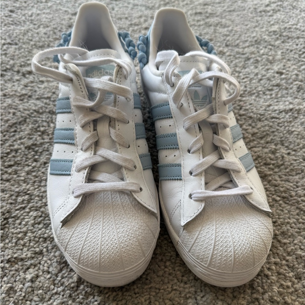 Adidas White and Light Blue Sneakers